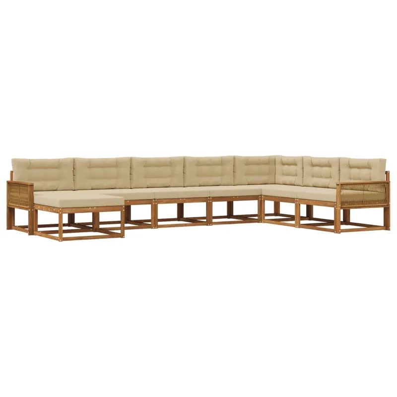 Lauko sofos komplektas su pagalve 8 pcs Natūralus ir bežinis