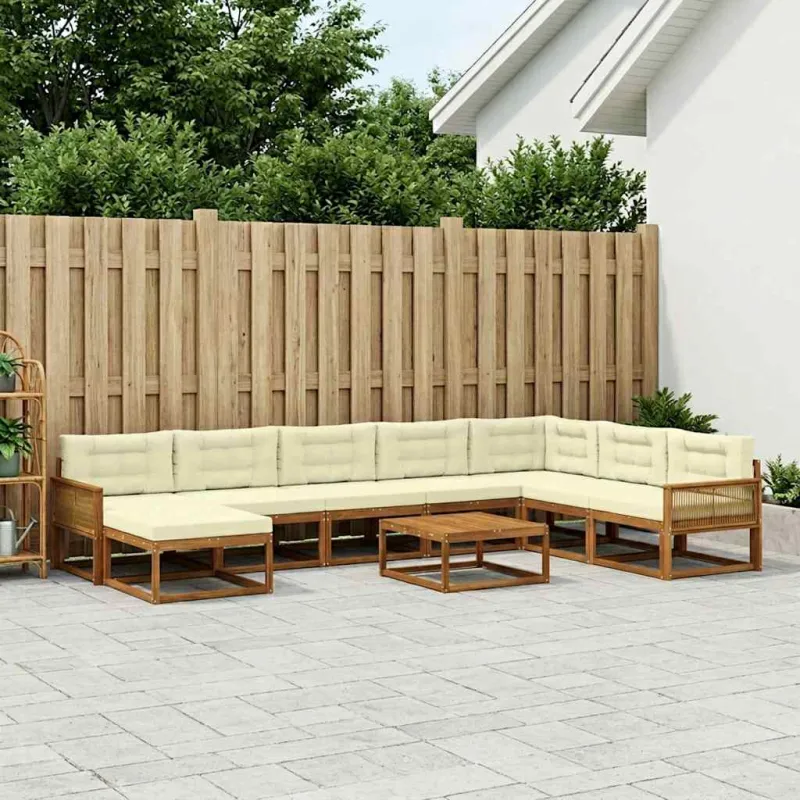 Lauko sofos komplektas 9 pcs Natūralus ir grietinėlė