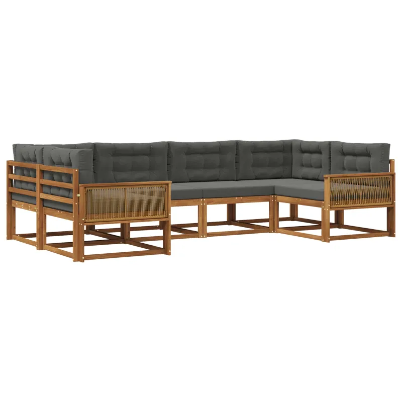 Lauko sofos komplektas su pagalve 6 pcs Natūralus ir antracitas