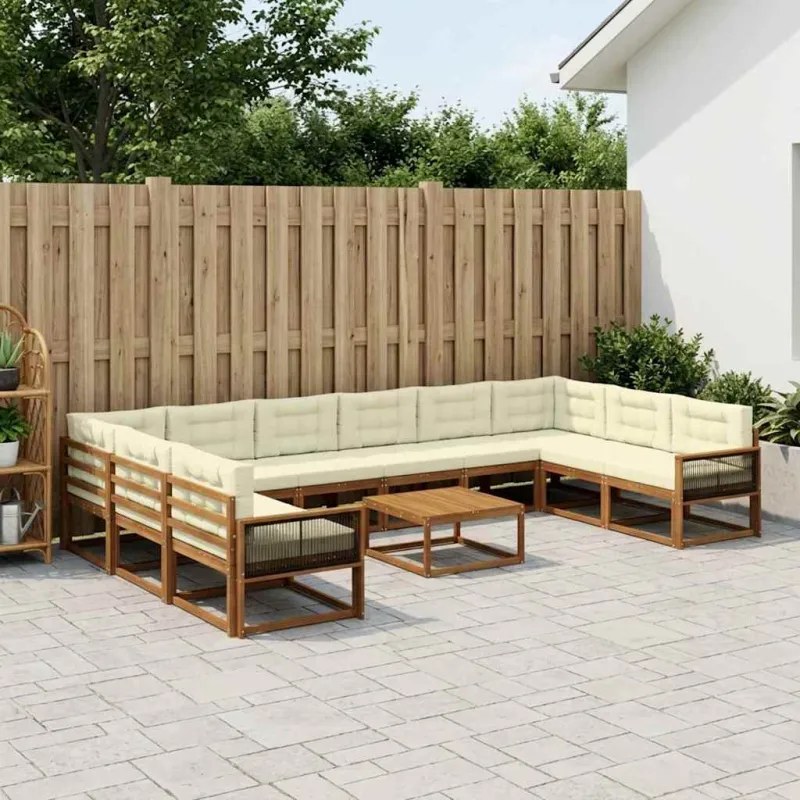 Lauko sofos komplektas 11 pcs Natūralus ir grietinėlė