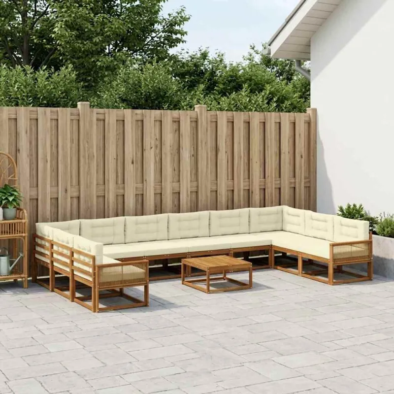 Lauko sofos komplektas 11 pcs Natūralus ir grietinėlė