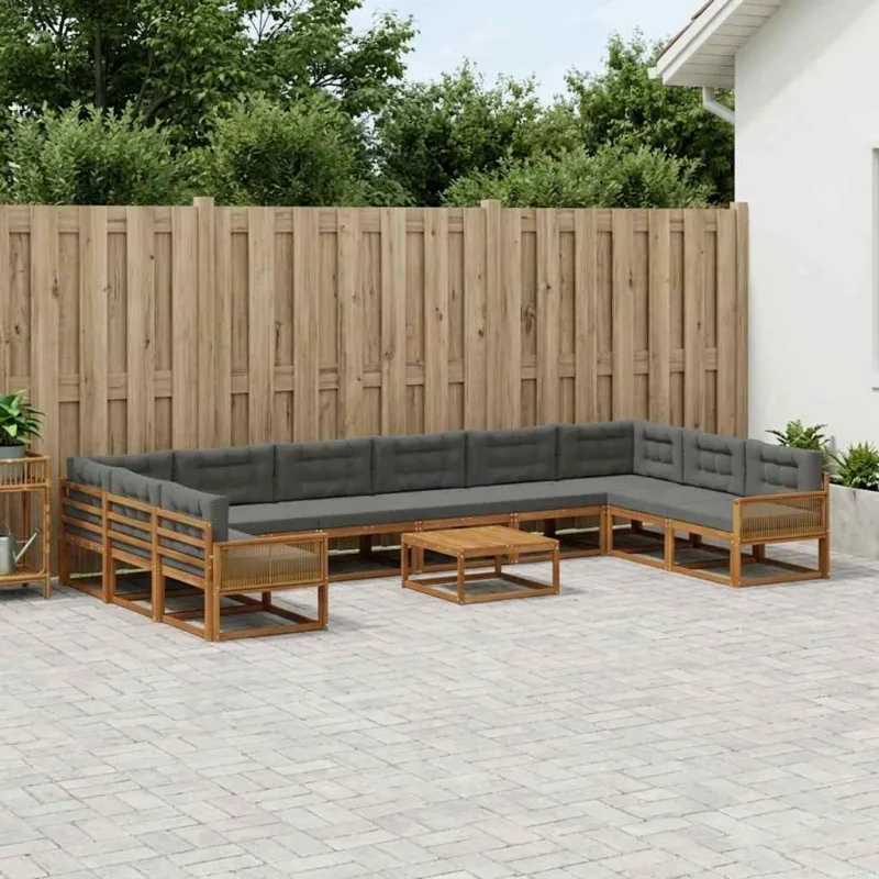 Lauko sofos komplektas 11 pcs Natūralus ir antracitas