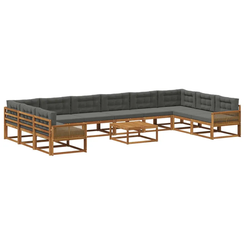 Lauko sofos komplektas 11 pcs Natūralus ir antracitas