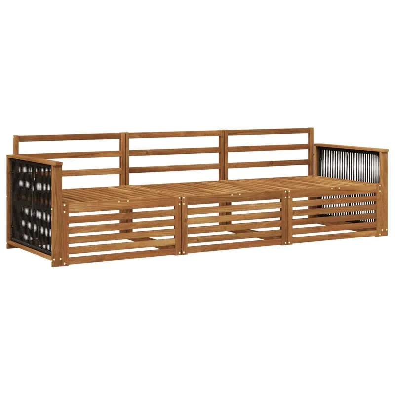 Lauko sofos komplektas 3 pcs Natūrali Kietos akacijos mediena