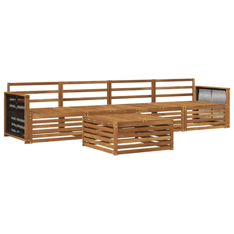 Lauko sofos komplektas 5 pcs Natūrali Kietos akacijos mediena