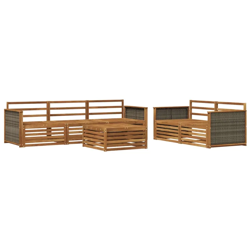 Lauko sofos komplektas 6 pcs Natūrali Kietos akacijos mediena