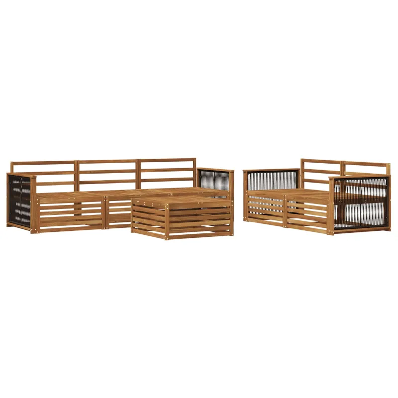 Lauko sofos komplektas 6 pcs Natūrali Kietos akacijos mediena