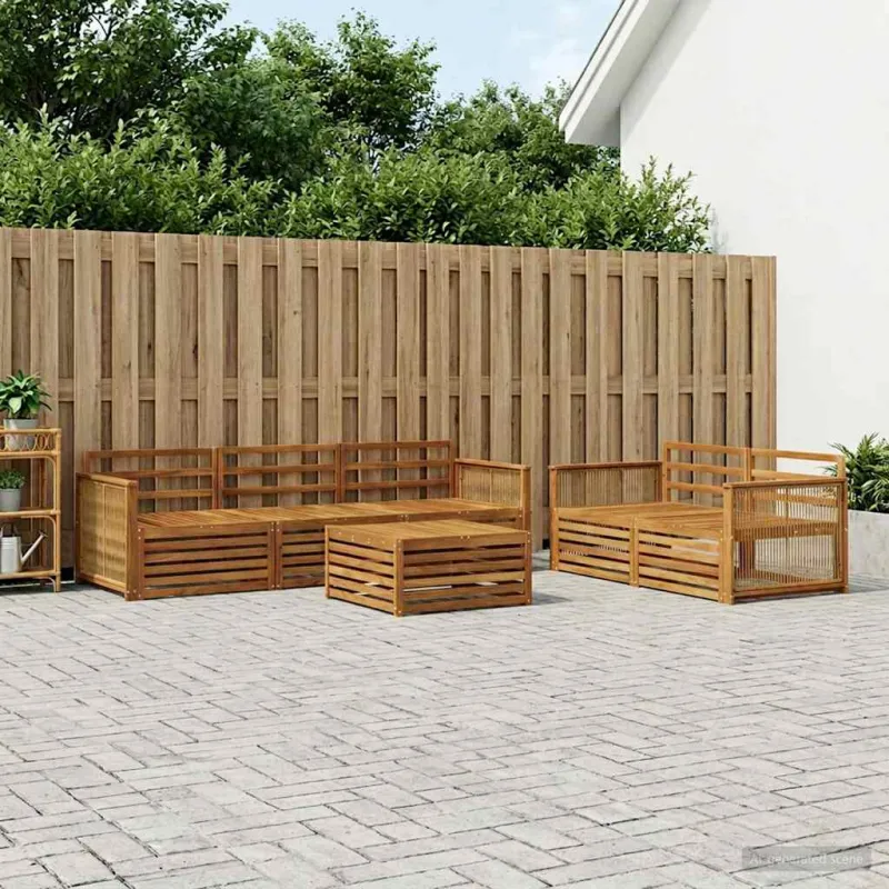 Lauko sofos komplektas 6 pcs Natūrali Kietos akacijos mediena