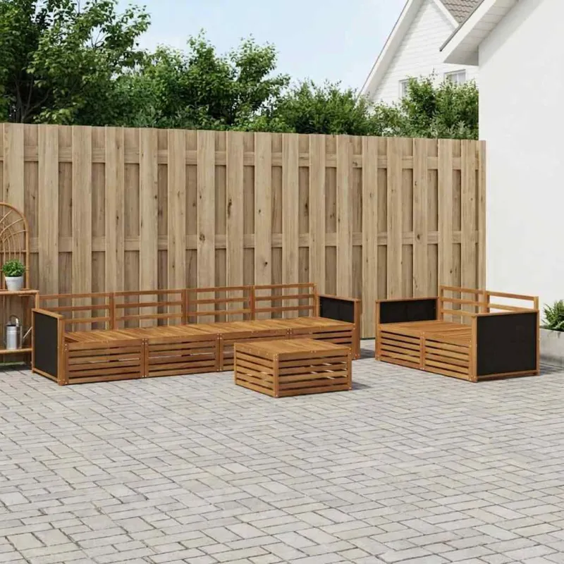 Lauko sofos komplektas 7 pcs Natūrali Kietos akacijos mediena