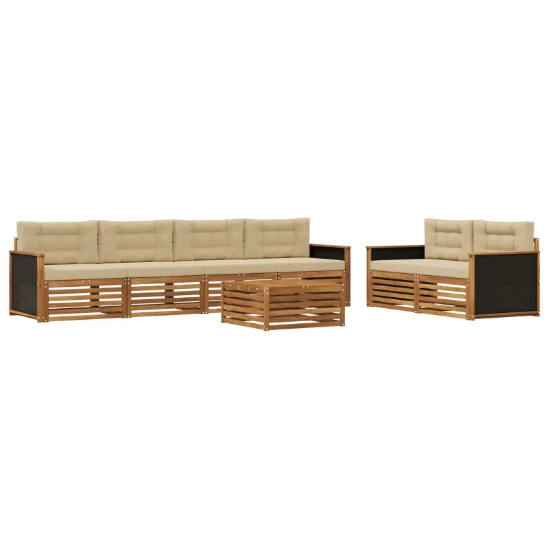 Lauko sofos komplektas 7 pcs Natūralus ir bežinis Poliesteris