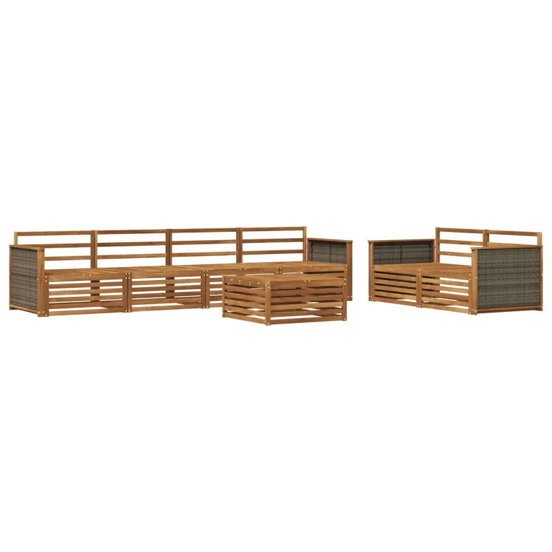 Lauko sofos komplektas 7 pcs Natūrali Kietos akacijos mediena