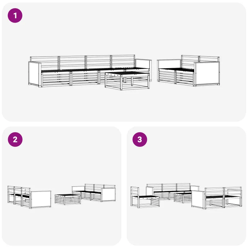 Lauko sofos komplektas 7 pcs Natūrali Kietos akacijos mediena