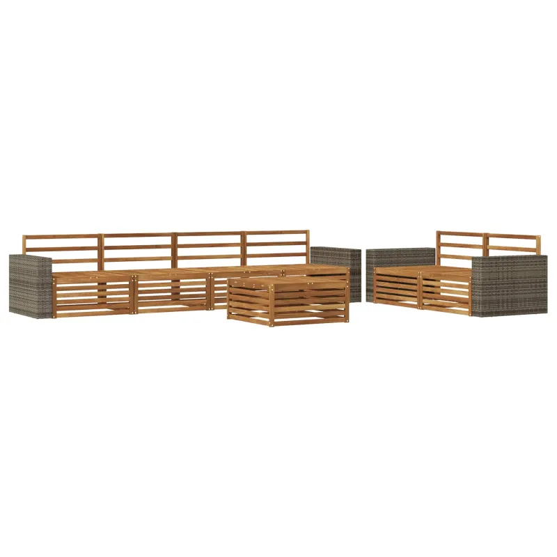 Lauko sofos komplektas 7 pcs Natūrali Kietos akacijos mediena