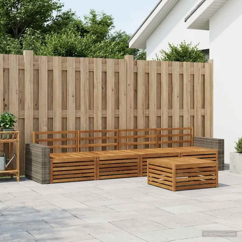 Lauko sofos komplektas 7 pcs Natūrali Kietos akacijos mediena