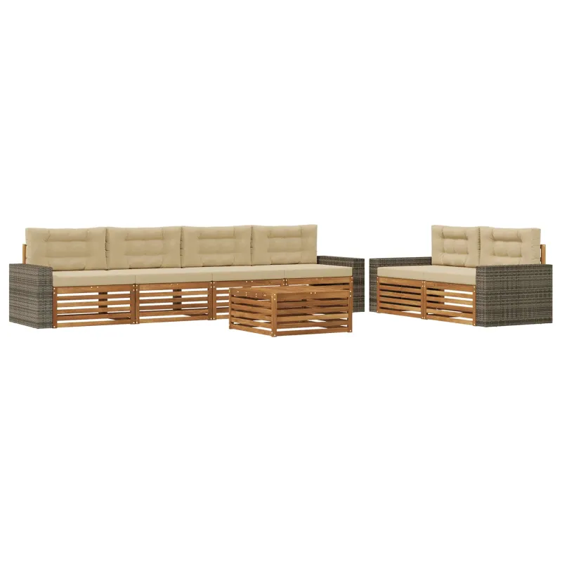 Lauko sofos komplektas 7 pcs Natūralus ir bežinis Poliesteris