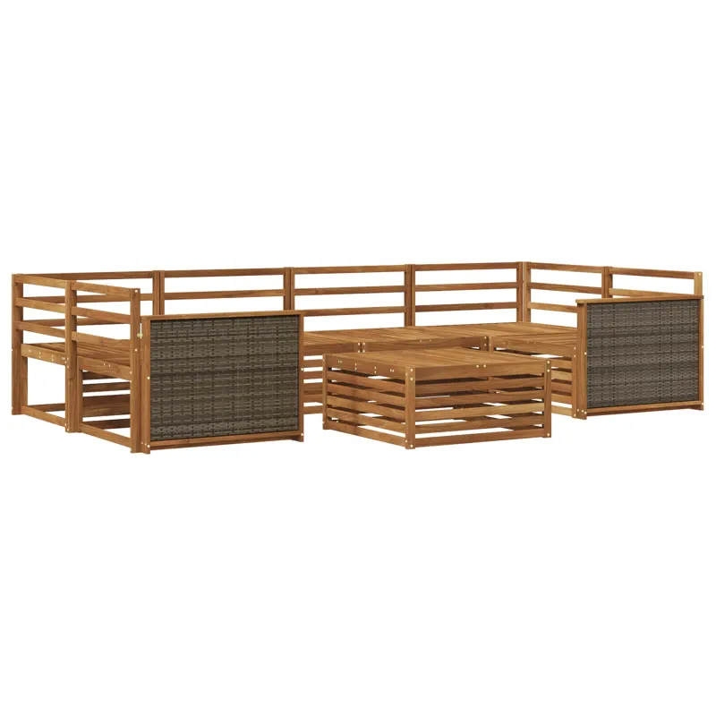 Lauko sofos komplektas 7 pcs Natūrali Kietos akacijos mediena