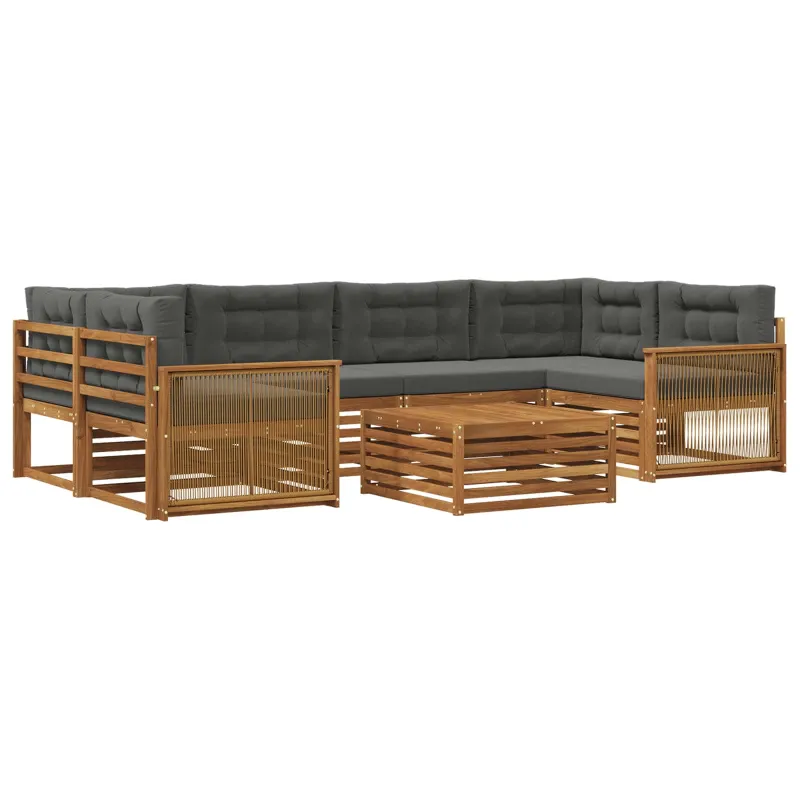 Lauko sofos komplektas su pagalve 7 pcs Natūralus ir antracitas
