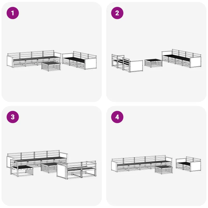Lauko sofos komplektas 8 pcs Natūrali Kietos akacijos mediena