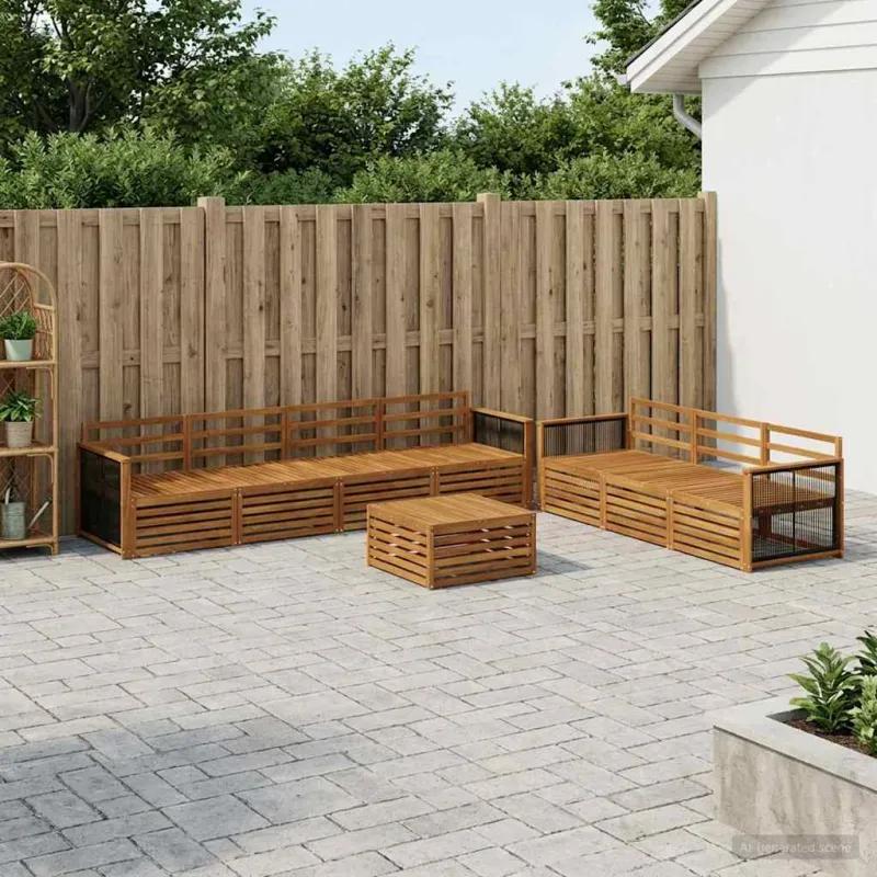 Lauko sofos komplektas 8 pcs Natūrali Kietos akacijos mediena