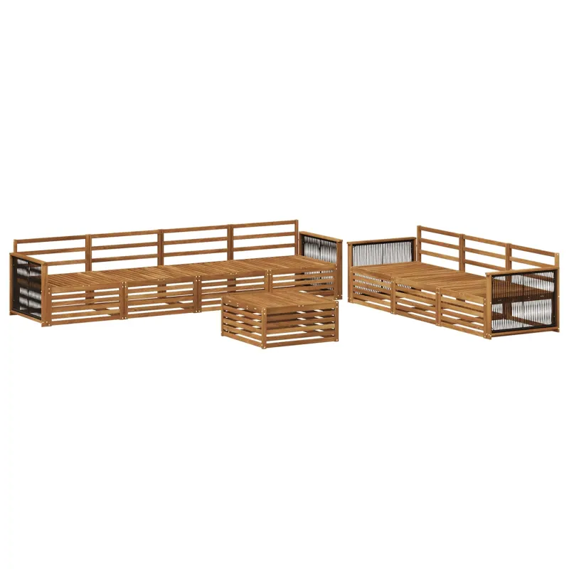 Lauko sofos komplektas 8 pcs Natūrali Kietos akacijos mediena