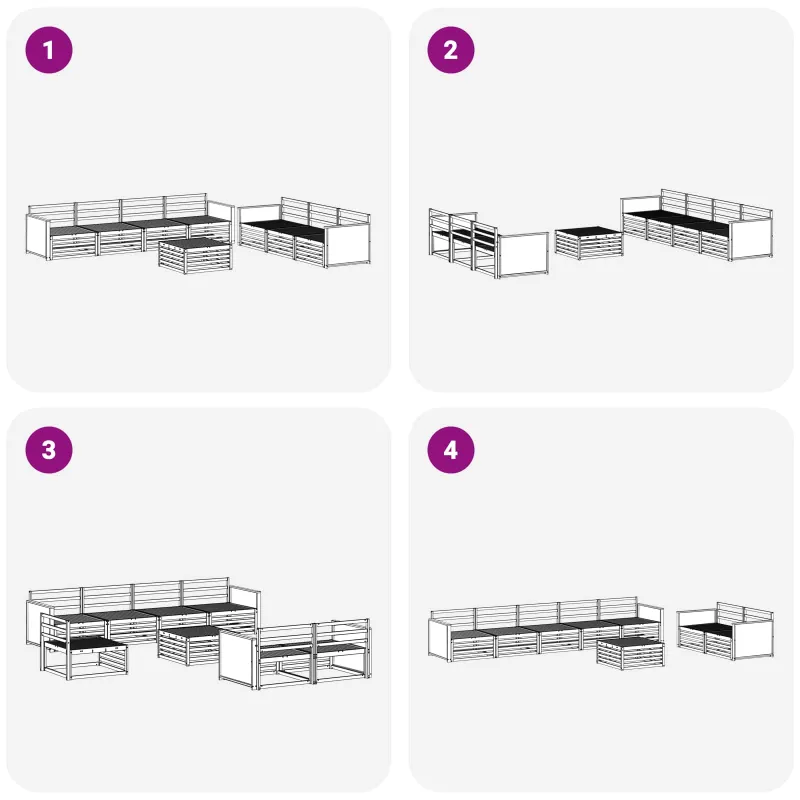 Lauko sofos komplektas 8 pcs Natūrali Kietos akacijos mediena