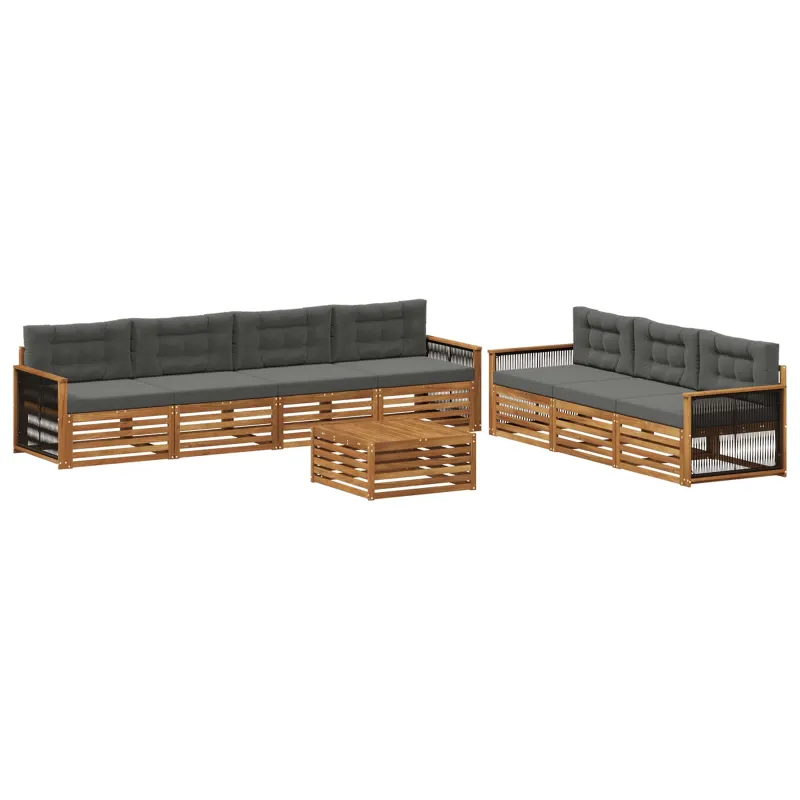 Lauko sofos komplektas su pagalve 8 pcs Natūralus ir antracitas
