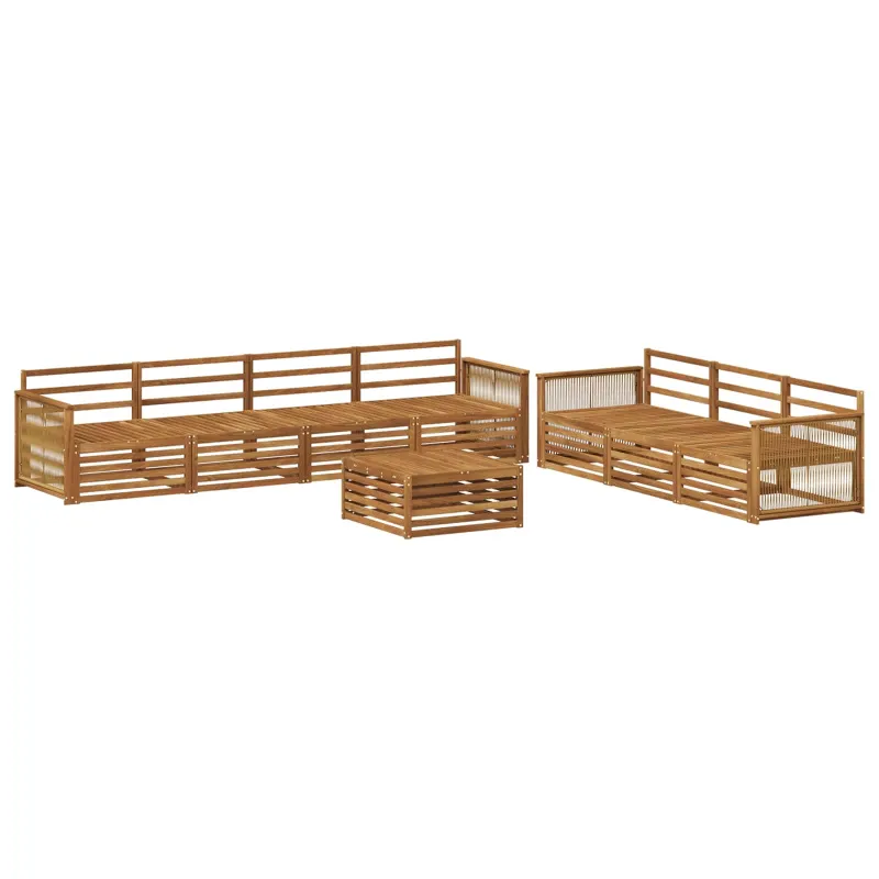 Lauko sofos komplektas 8 pcs Natūrali Kietos akacijos mediena