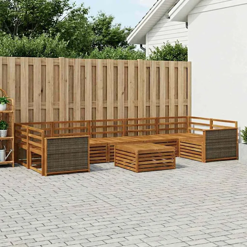 Lauko sofos komplektas 8 pcs Natūrali Kietos akacijos mediena