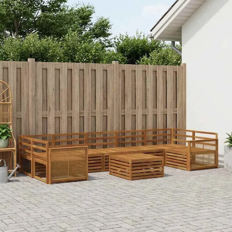 Lauko sofos komplektas 8 pcs Natūrali Kietos akacijos mediena