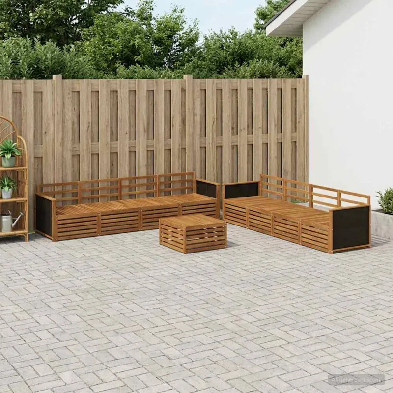 Lauko sofos komplektas 9 pcs Natūrali Akacijos medienos masyvas