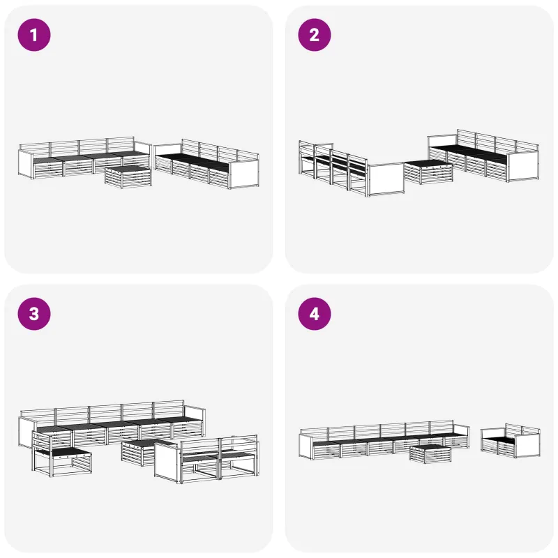 Lauko sofos komplektas 9 pcs Natūrali Akacijos medienos masyvas