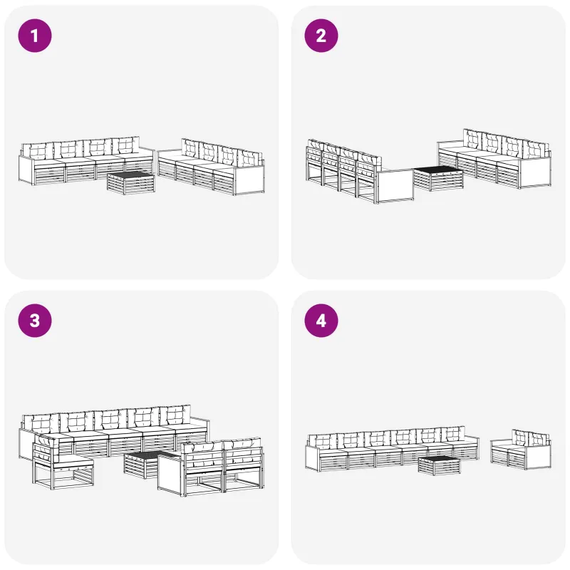 Lauko sofos komplektas su pagalve 9 pcs Natūralus ir antracitas