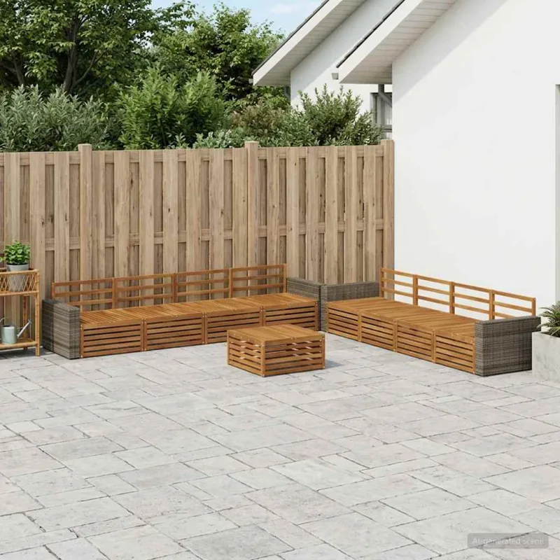 Lauko sofos komplektas 9 pcs Natūrali Akacijos medienos masyvas