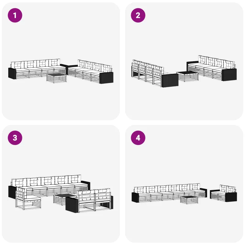 Lauko sofos komplektas su pagalve 9 pcs Natūralus ir antracitas