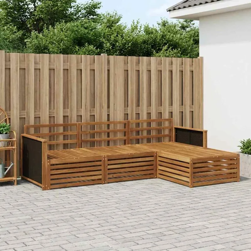 Lauko sofos komplektas 4 pcs Natūrali Kietos akacijos mediena