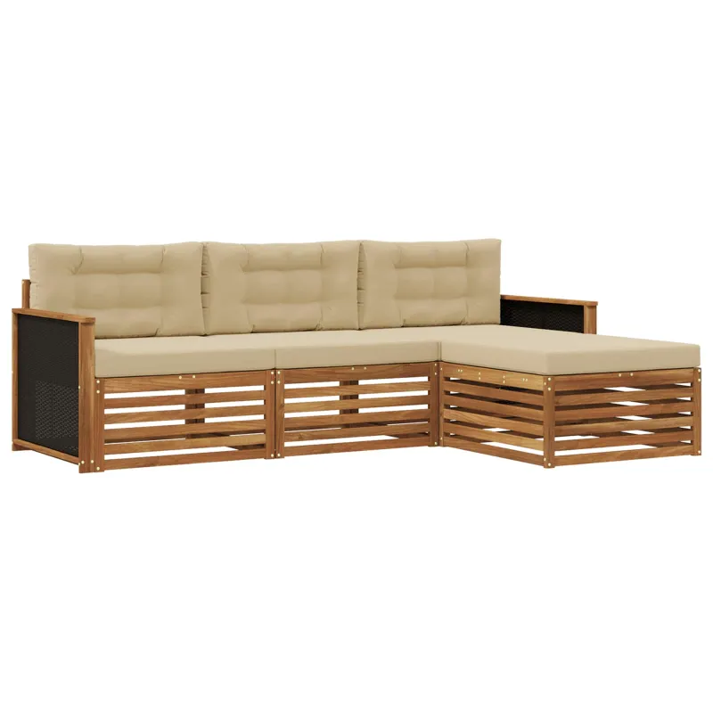 Lauko sofos komplektas 4 pcs Natūralus ir bežinis Poliesteris