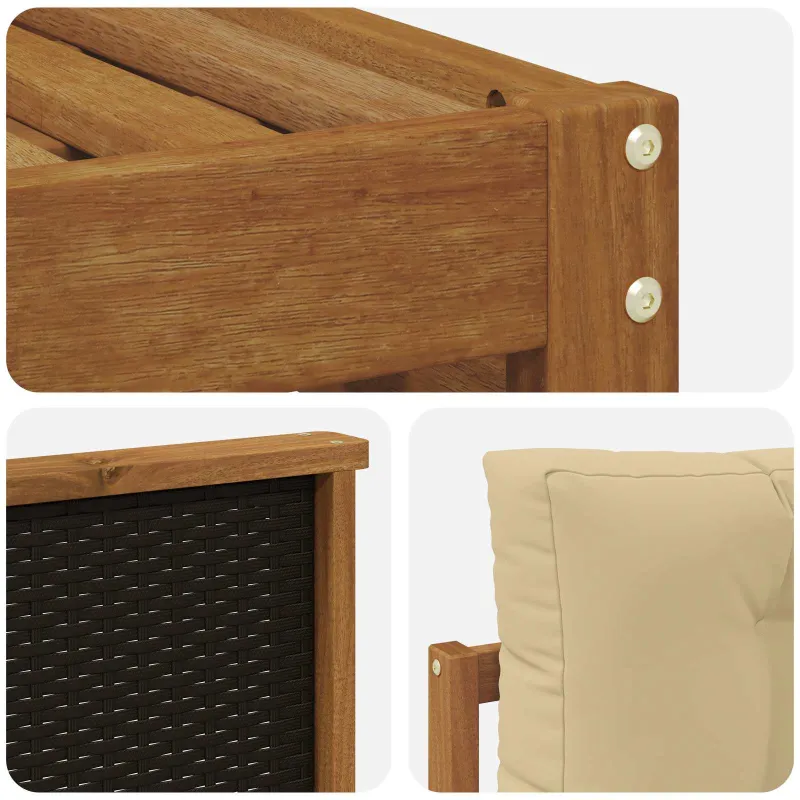 Lauko sofos komplektas 4 pcs Natūralus ir bežinis Poliesteris