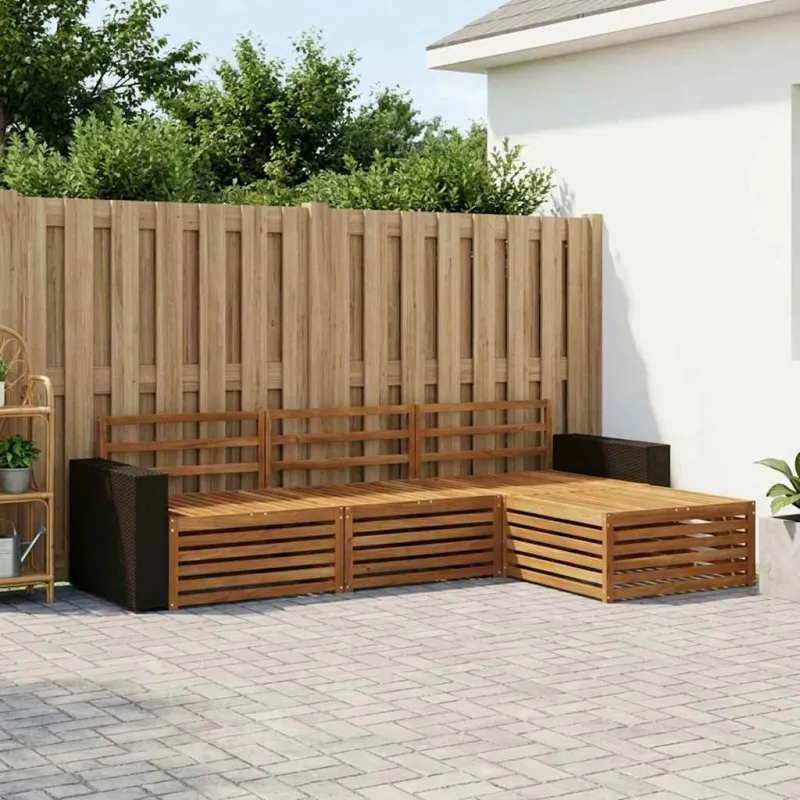 Lauko sofos komplektas 5 pcs Kietos akacijos mediena