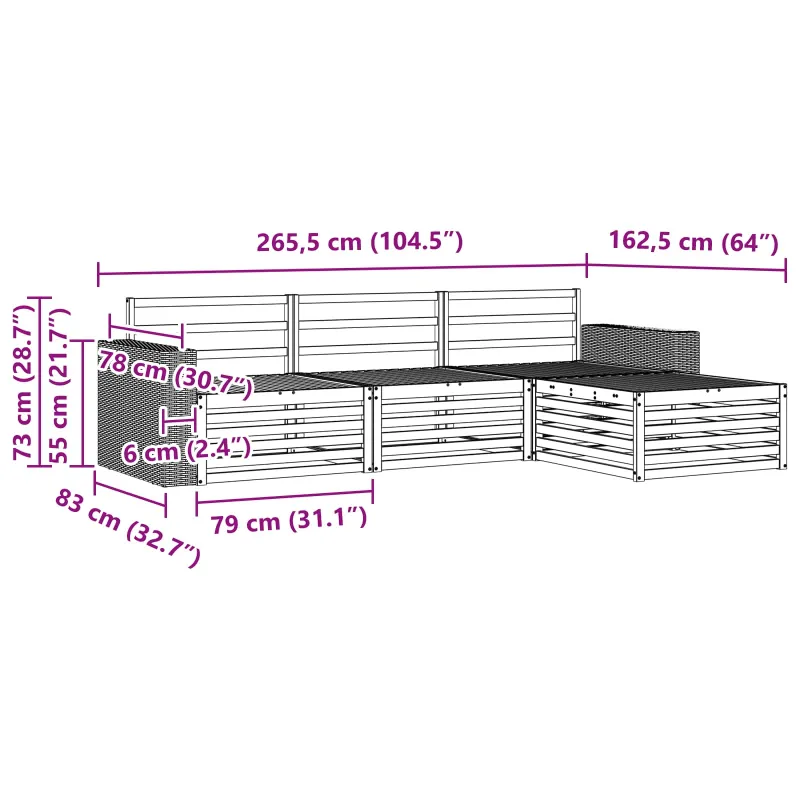 Lauko sofos komplektas 5 pcs Kietos akacijos mediena
