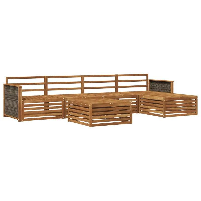 Lauko sofos komplektas 6 pcs Natūrali Kietos akacijos mediena