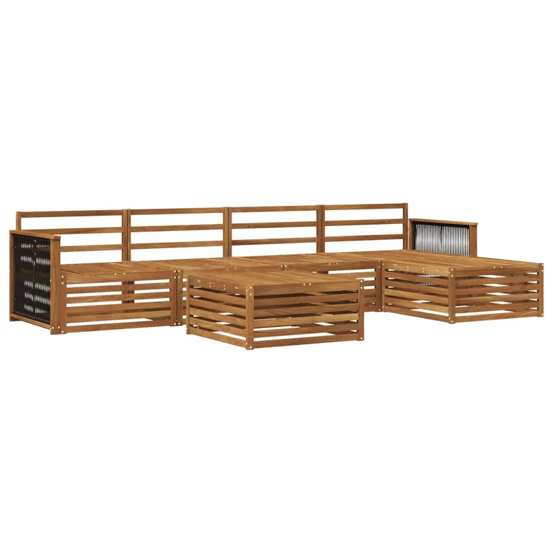 Lauko sofos komplektas 6 pcs Natūrali Kietos akacijos mediena