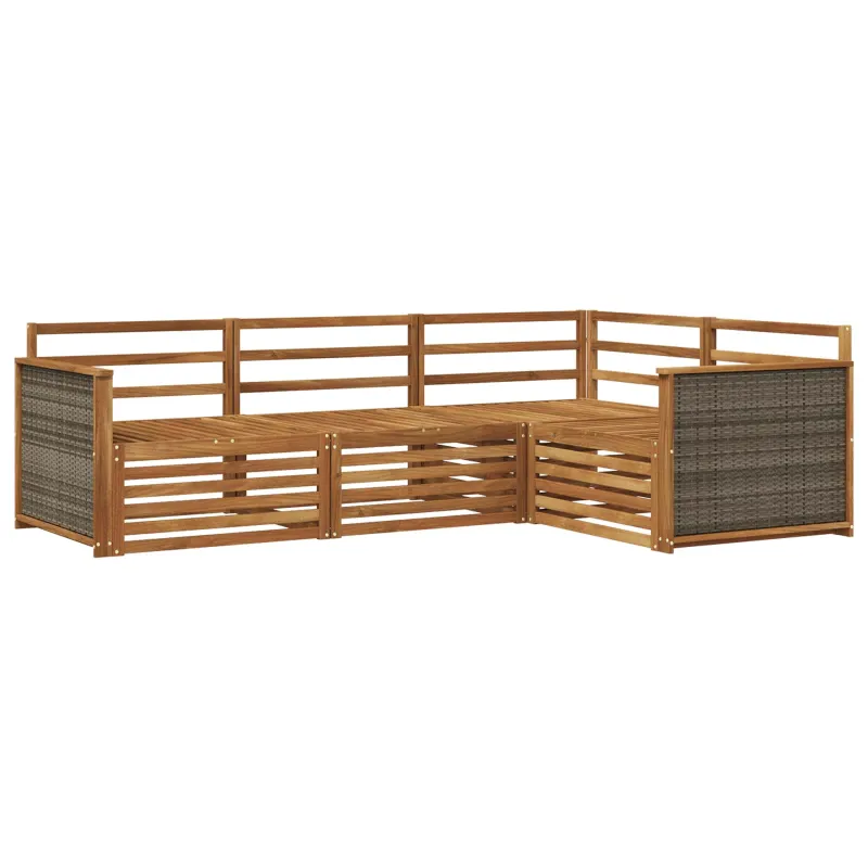 Lauko sofos komplektas 4 pcs Natūrali Kietos akacijos mediena