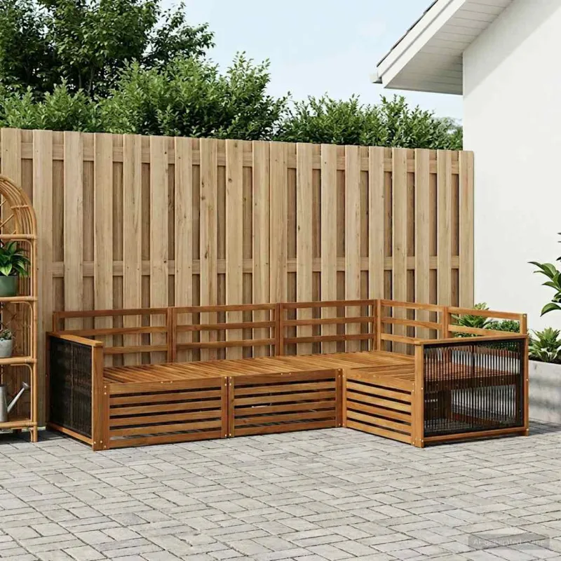 Lauko sofos komplektas 4 pcs Natūrali Kietos akacijos mediena