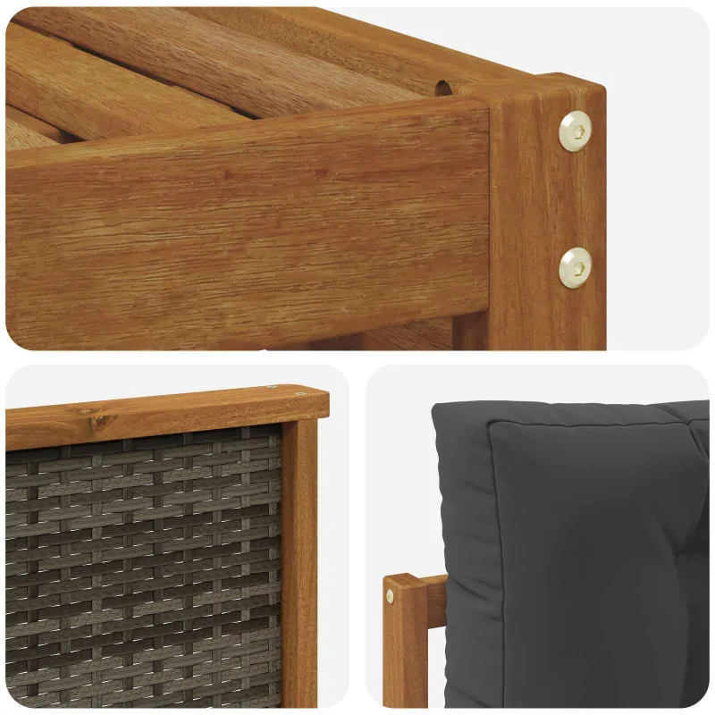 Lauko sofos komplektas su pagalve 5 pcs Natūralus ir antracitas