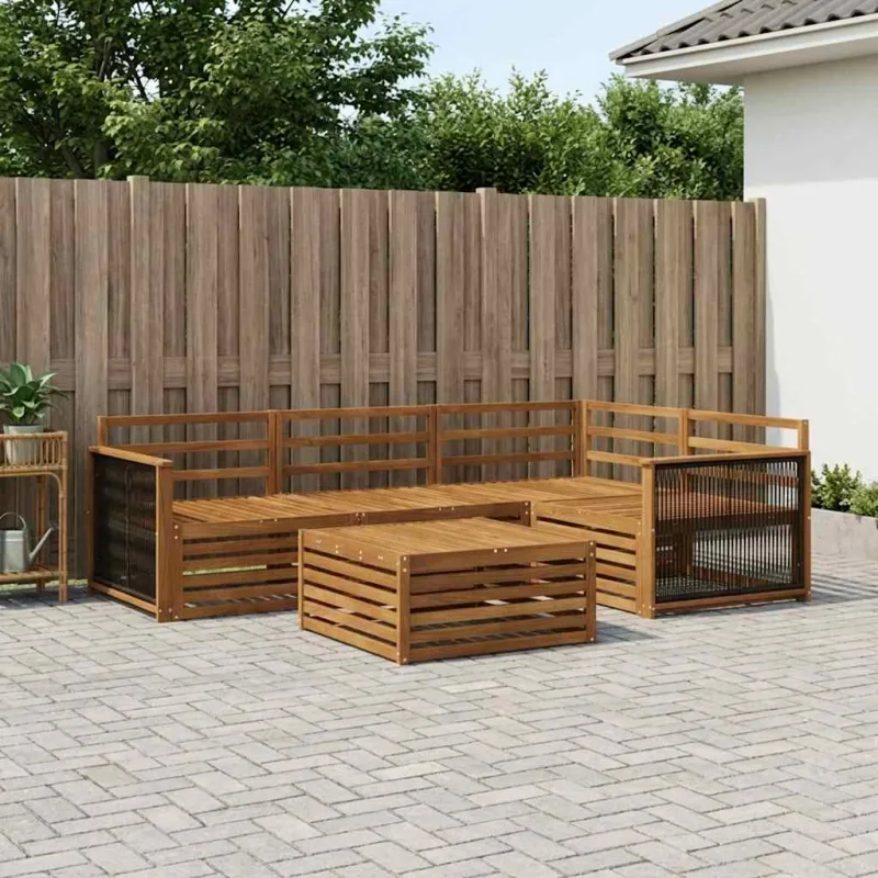 Lauko sofos komplektas 5 pcs Natūrali Kietos akacijos mediena