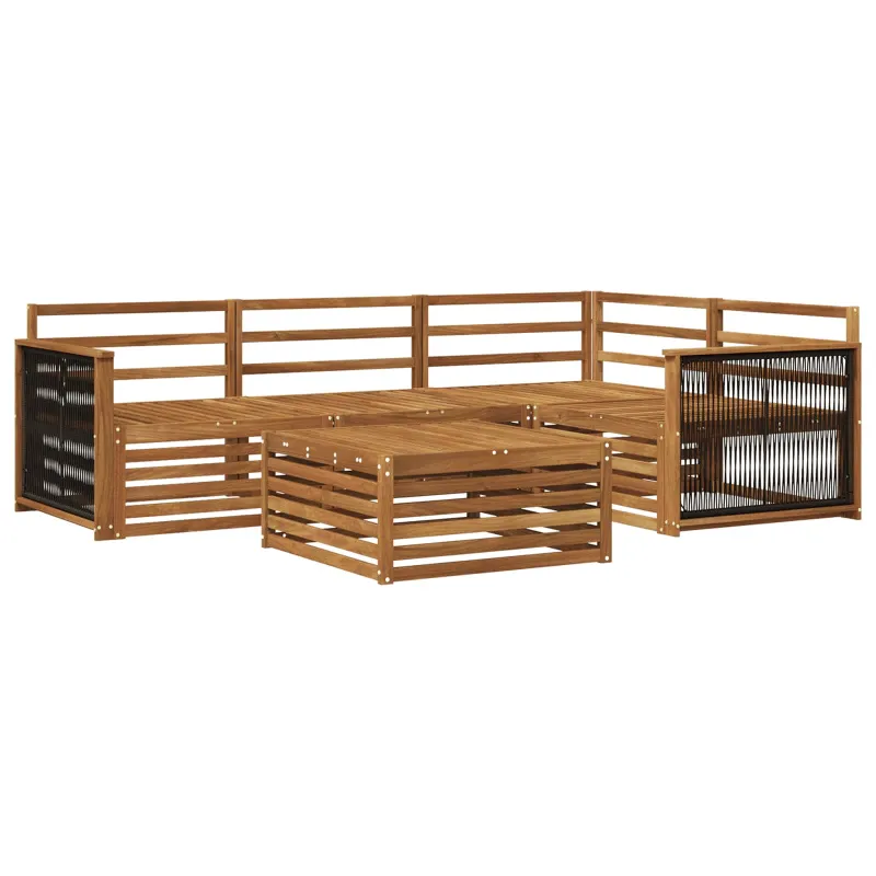 Lauko sofos komplektas 5 pcs Natūrali Kietos akacijos mediena