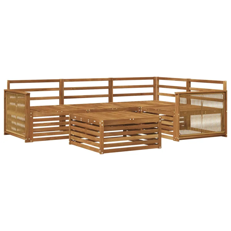 Lauko sofos komplektas 5 pcs Natūrali Kietos akacijos mediena