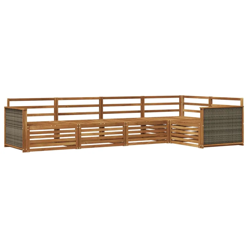 Lauko sofos komplektas 5 pcs Natūrali Kietos akacijos mediena