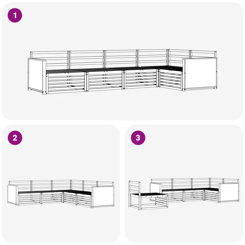 Lauko sofos komplektas 5 pcs Natūrali Kietos akacijos mediena