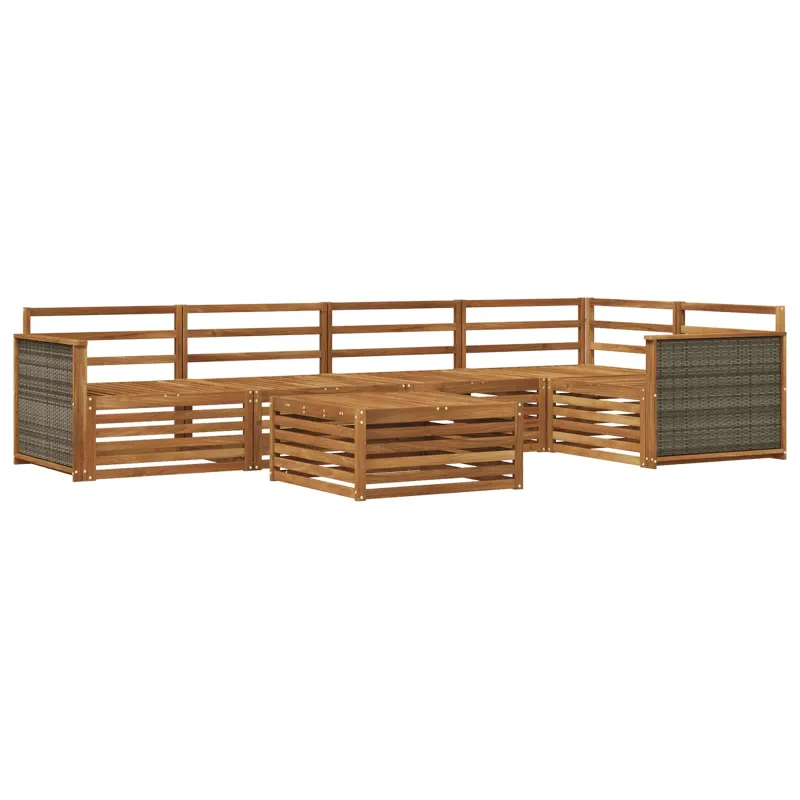 Lauko sofos komplektas 6 pcs Natūrali Kietos akacijos mediena